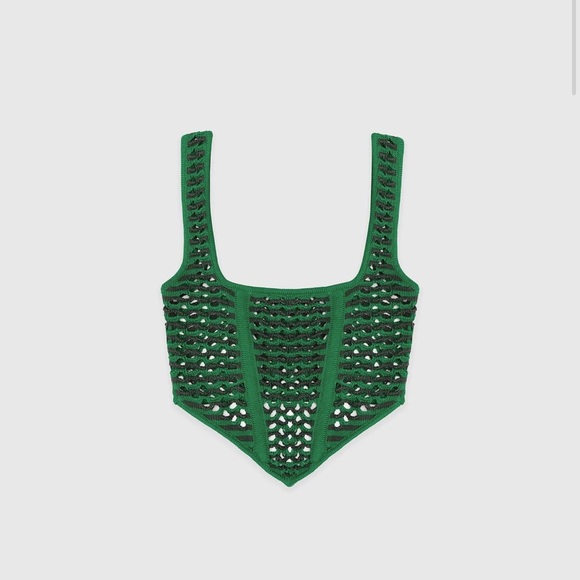 Maniere De Vior Green Crochet Top - Picture 2 of 4